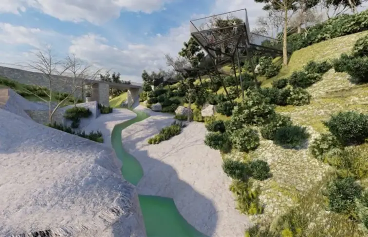 Imagem projeto de miradouro na cascata de Tahiti